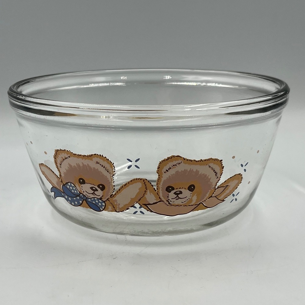Anchor Hocking Mixing Bowl Clear 1 Qt Teddy Bear Vintage 90's 90s